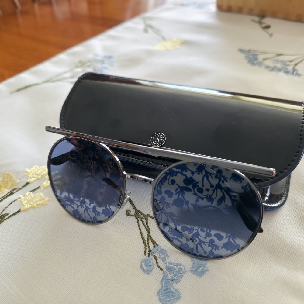 Giorgio Armani Floral Blue and Silver Sunglasses - Picture 5 of 6